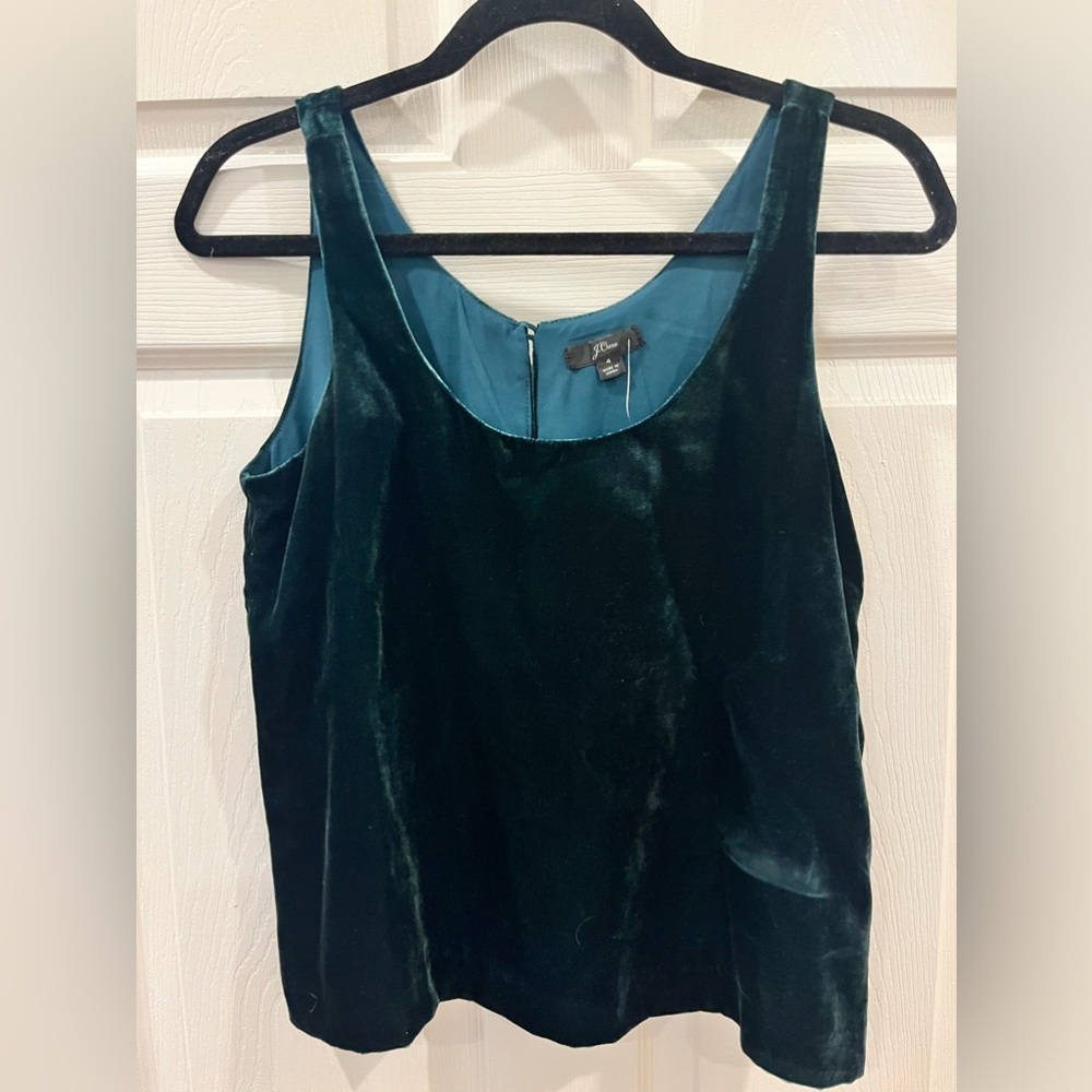 Jcrew NWT Emerald green Velvet tank. Size 4